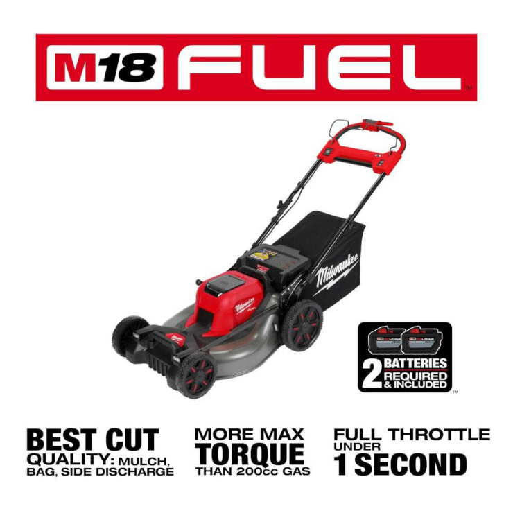 Milwaukee M18 FUEL 21-Inch Self-Propelled Dual Battery Lawn Mower Kit (2823-22HD)