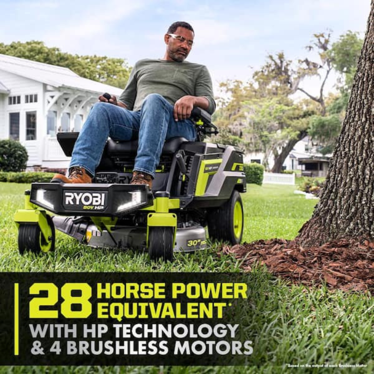 RYOBI 80V HP Brushless 30-Inch Battery Electric Zero Turn Riding Lawn Mower
