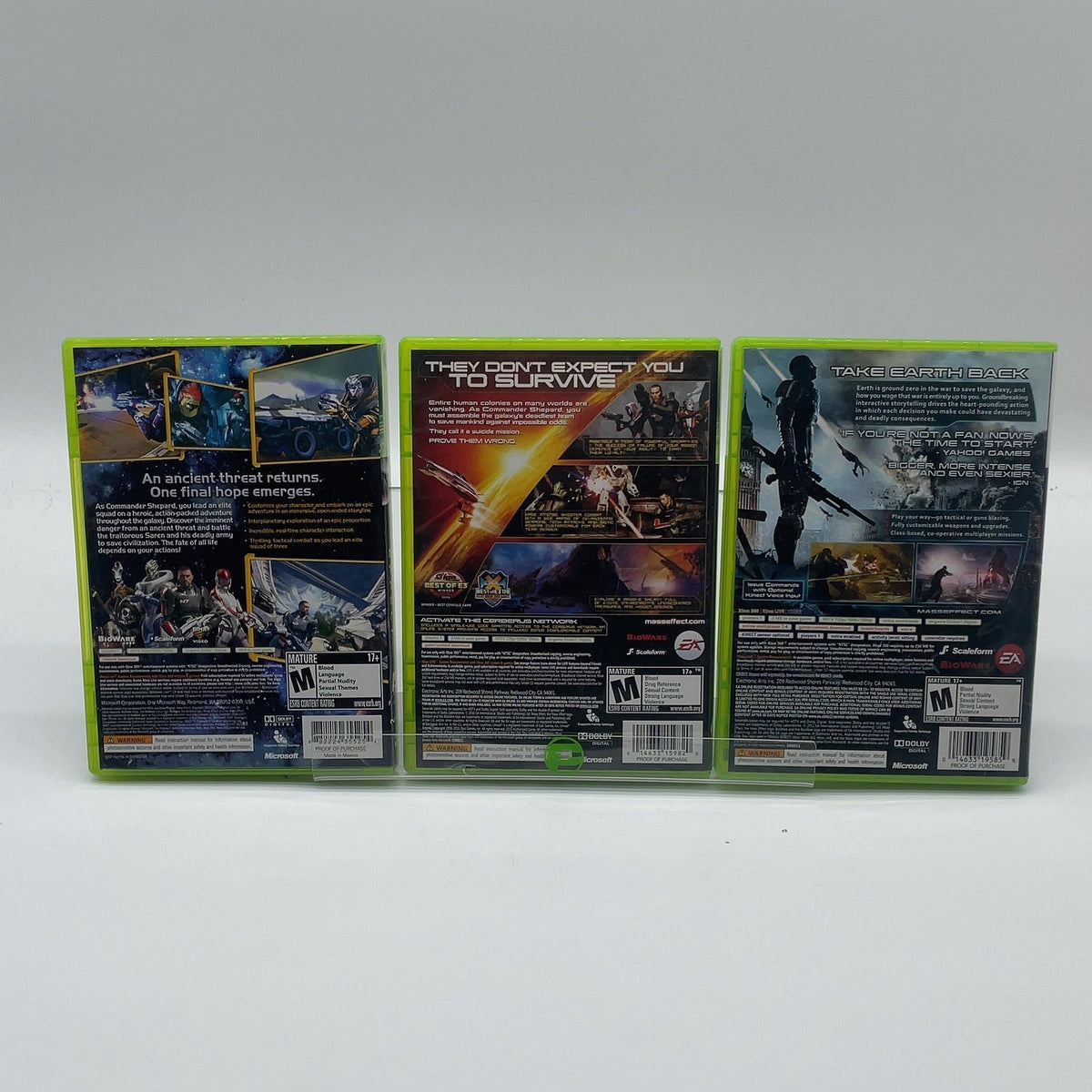 Series of 3 Mass Effect Microsoft Xbox 360 Games Complete Trilogy