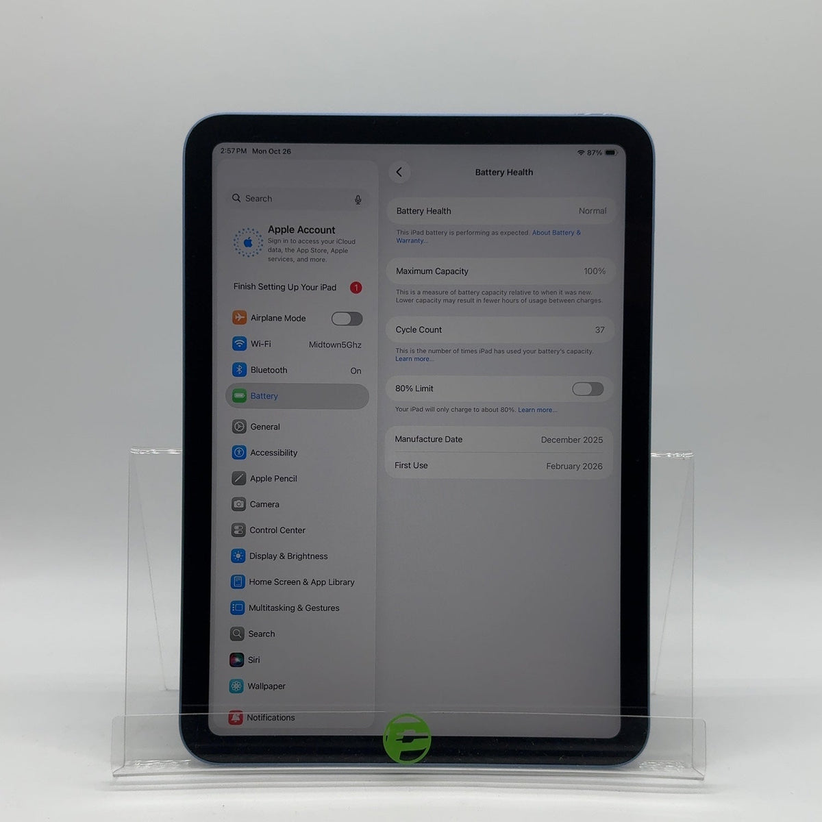WiFi Only Apple iPad 11" (A16) 128GB Blue MD4A4LL/A