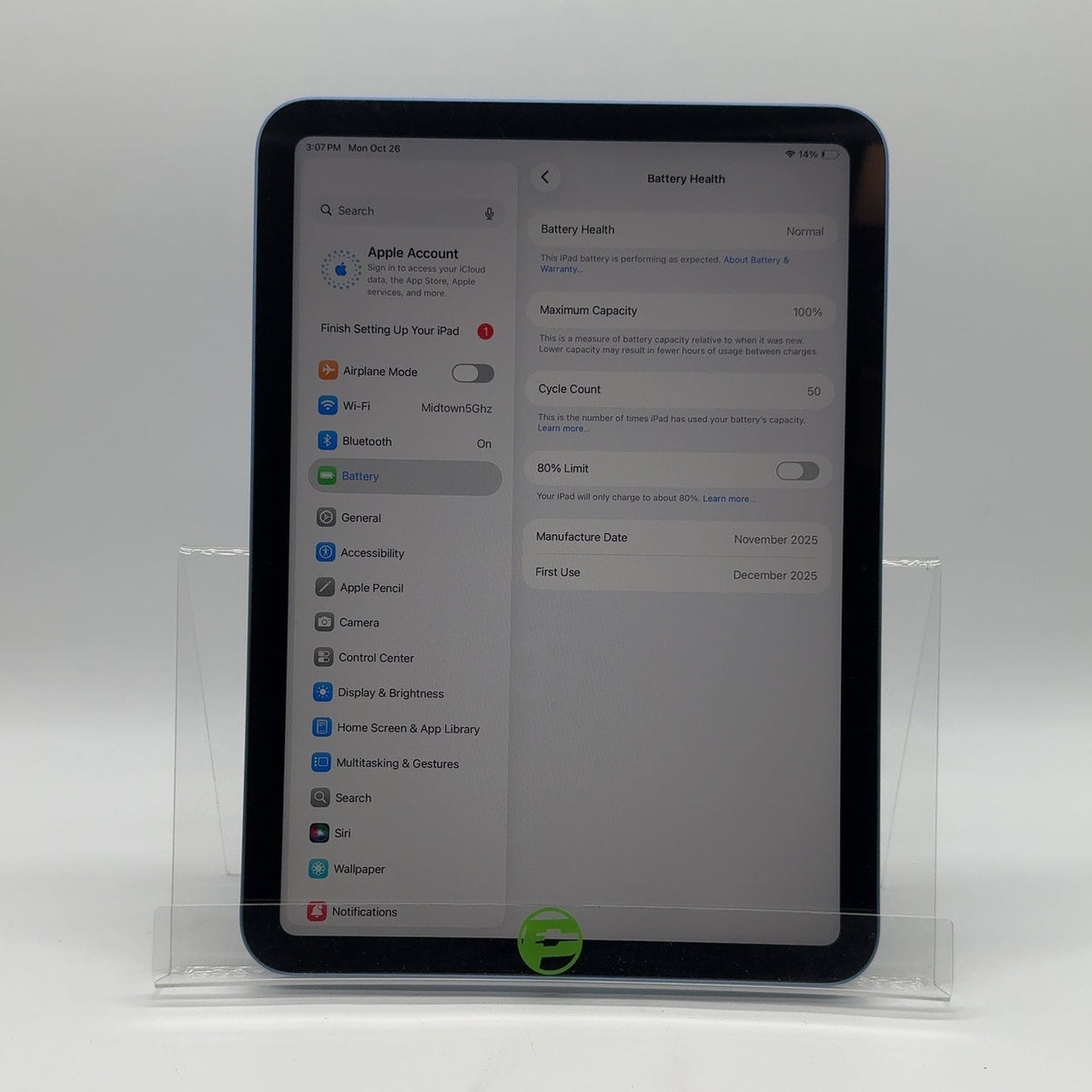 WiFi Only Apple iPad 11" (A16) 128GB Blue MD4A4LL/A