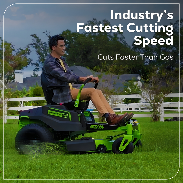 Greenworks 60V 42 in. Electric CrossoverZ Zero Turn Riding Lawn Mower with (4) 8Ah Batteries & Dual-Port Turbo Chargers