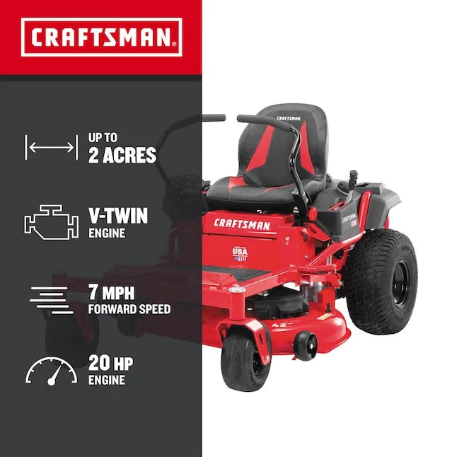 CRAFTSMAN Z5200 | 42 in Gas Zero-Turn Riding Lawn Mower | 20HP Kohler 7000 Twin-Cylinder Engine | High Back Seat